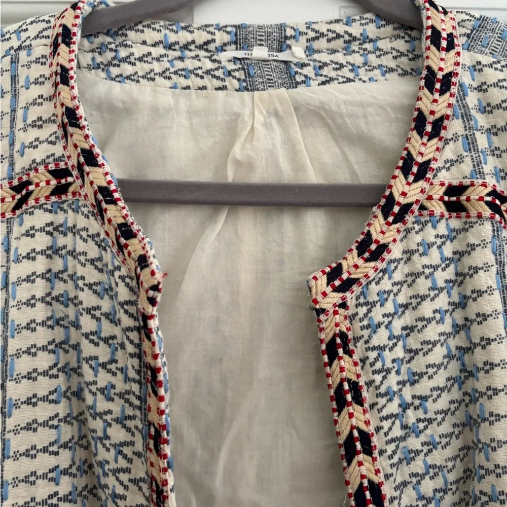 Tularosa Blue and Cream Fringed Blazer - Picture 3 of 4